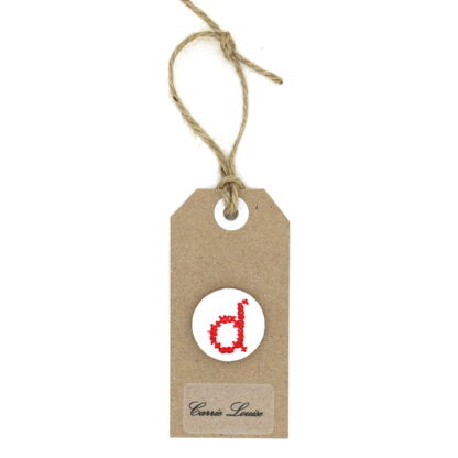 Large Red Cross Stitch Lower Case “d” Button