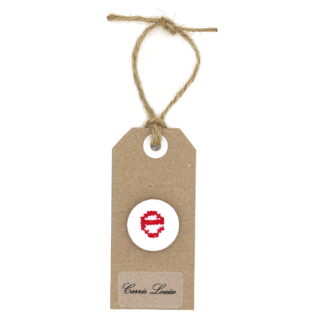 Large Red Cross Stitch Lower Case “e” Button
