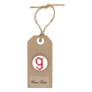 Large Red Cross Stitch Lower Case “g” Button