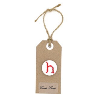 Large Red Cross Stitch Lower Case “h” Button