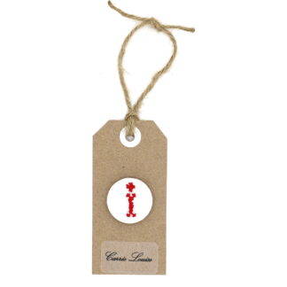 Large Red Cross Stitch Lower Case “i” Button