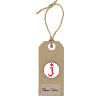 Large Red Cross Stitch Lower Case “j” Button
