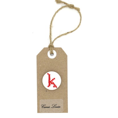 Large Red Cross Stitch Lower Case “k” Button