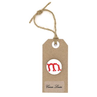 Large Red Cross Stitch Lower Case “m” Button