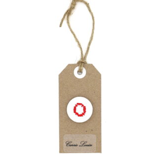 Large Red Cross Stitch Lower Case “o” Button
