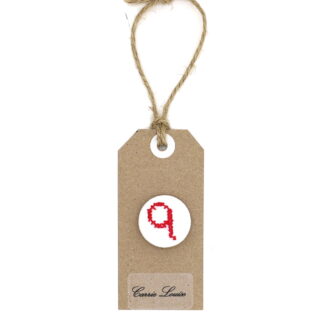 Large Red Cross Stitch Lower Case “q” Button