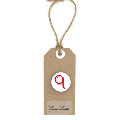 Large Red Cross Stitch Lower Case “q” Button