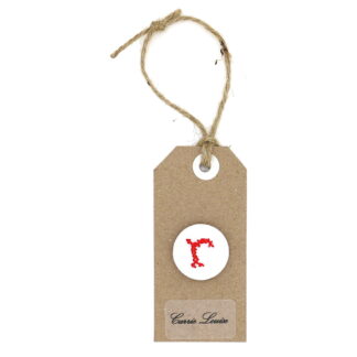 Large Red Cross Stitch Lower Case “r” Button