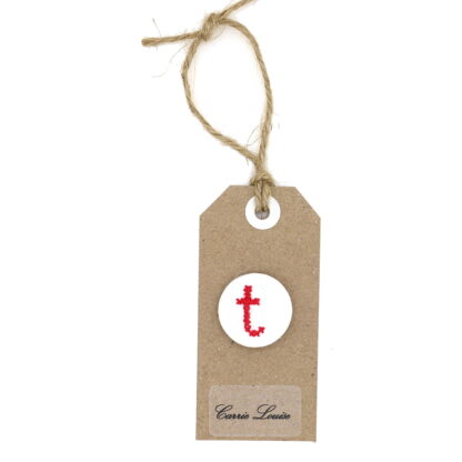 Large Red Cross Stitch Lower Case “t” Button
