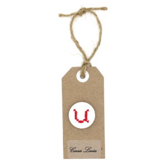 Large Red Cross Stitch Lower Case “u” Button