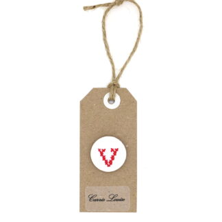 Large Red Cross Stitch Lower Case “v” Button