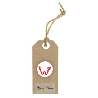 Large Red Cross Stitch Lower Case “w” Button