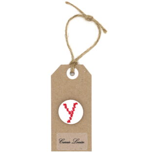 Large Red Cross Stitch Lower Case “y” Button