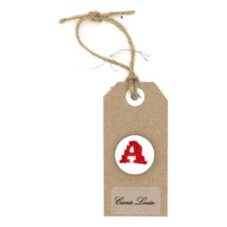 Large Red Cross Stitch Upper Case “A” Button
