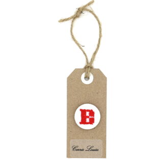 Large Red Cross Stitch Upper Case “B” Button