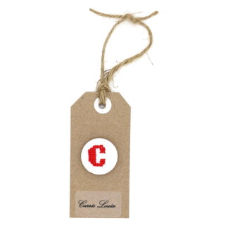 Large Red Cross Stitch Upper Case “C” Button