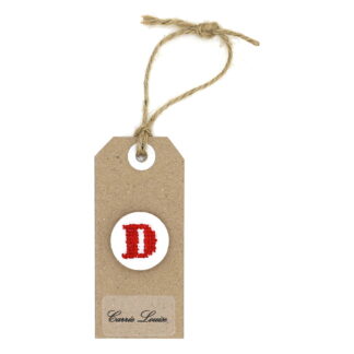 Large Red Cross Stitch Upper Case “D” Button