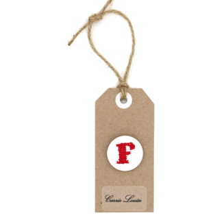 Large Red Cross Stitch Upper Case “F” Button