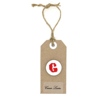 Large Red Cross Stitch Upper Case “G” Button