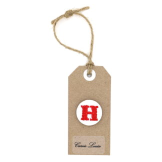 Large Red Cross Stitch Upper Case “H” Button