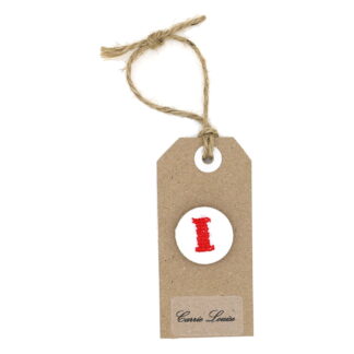 Large Red Cross Stitch Upper Case “I” Button