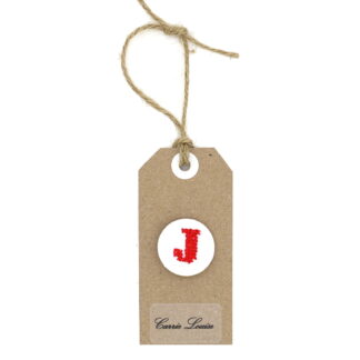 Large Red Cross Stitch Upper Case “J” Button