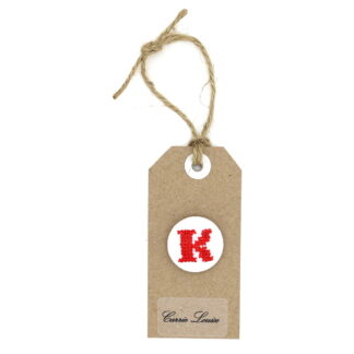 Large Red Cross Stitch Upper Case “K” Button