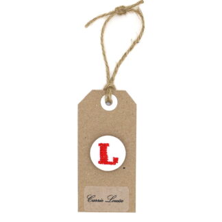 Large Red Cross Stitch Upper Case “L” Button