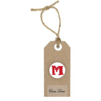 Large Red Cross Stitch Upper Case “M” Button