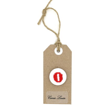 Large Red Cross Stitch Upper Case “O” Button