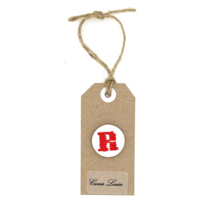 Large Red Cross Stitch Upper Case “R” Button