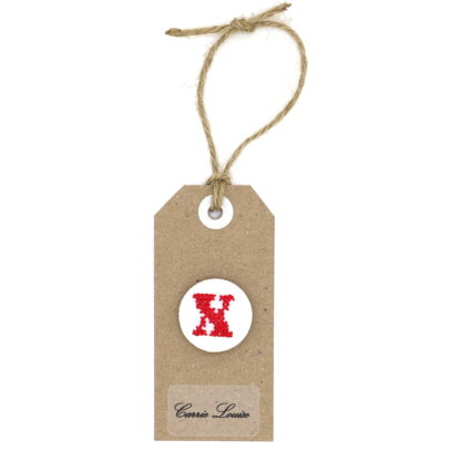 Large Red Cross Stitch Upper Case “X” Button