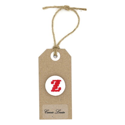 Large Red Cross Stitch Upper Case “Z” Button